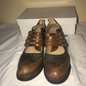 John Fluevog Alli-Brown/Blue 12 M US